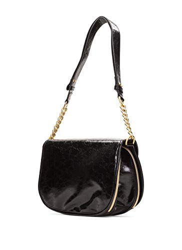 Hispanitas: Bolso Bandolera elaborado en Eco Piel Color Negro. Cuenta con Tres Compartimentos en el Interior, Dos de Ellos con Cierre de Cremallera.