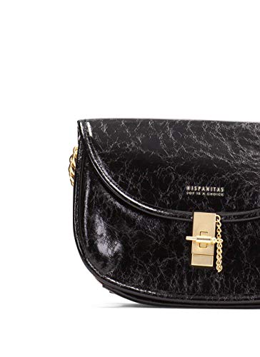 Hispanitas: Bolso Bandolera elaborado en Eco Piel Color Negro. Cuenta con Tres Compartimentos en el Interior, Dos de Ellos con Cierre de Cremallera.