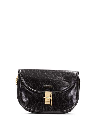 Hispanitas: Bolso Bandolera elaborado en Eco Piel Color Negro. Cuenta con Tres Compartimentos en el Interior, Dos de Ellos con Cierre de Cremallera.