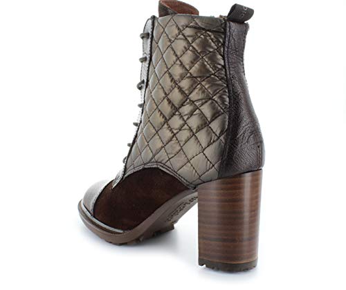 Hispanitas Botas de mujer con acolchado y cordones, HI99536 INES tacón de bloque de piel marrón (mocca), color Marrón, talla 41 EU