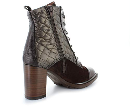 Hispanitas Botas de mujer con acolchado y cordones, HI99536 INES tacón de bloque de piel marrón (mocca), color Marrón, talla 41 EU