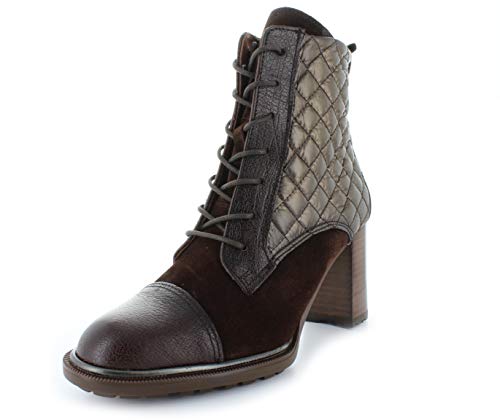 Hispanitas Botas de mujer con acolchado y cordones, HI99536 INES tacón de bloque de piel marrón (mocca), color Marrón, talla 41 EU