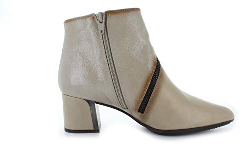 Hispanitas Botas de mujer con cremallera HI99141 Amelia de tacón alto bloque de piel lisa beige (visión), color Beige, talla 40 EU