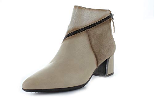 Hispanitas Botas de mujer con cremallera HI99141 Amelia de tacón alto bloque de piel lisa beige (visión), color Beige, talla 40 EU