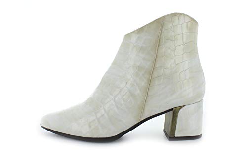 Hispanitas Botas para mujer Amelia HI991177 Amelia con tacón alto en bloque de piel de cocodrilo, color crema (visión), color Marfil, talla 37 EU