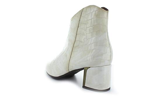 Hispanitas Botas para mujer Amelia HI991177 Amelia con tacón alto en bloque de piel de cocodrilo, color crema (visión), color Marfil, talla 37 EU