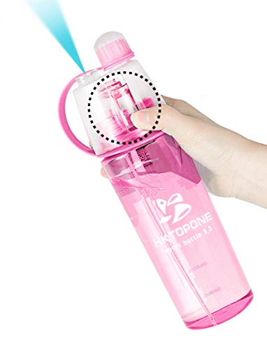 HKTOPONE Niño Rociar Botella de Rosa Deporte en Aerosol para Beber Botella de Agua Ciclismo Sin BPA 600 ml para Gimnasio, Ciclismo Correr Escalada Senderismo y montañismo (Rosa)