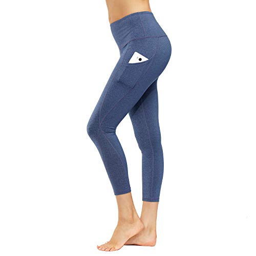 HMIYA Pantalones de deporte para mujer, leggings, pantalones de deporte, pantalones de fitness, pantalones de yoga con bolsillos Azul, lila-jf. S