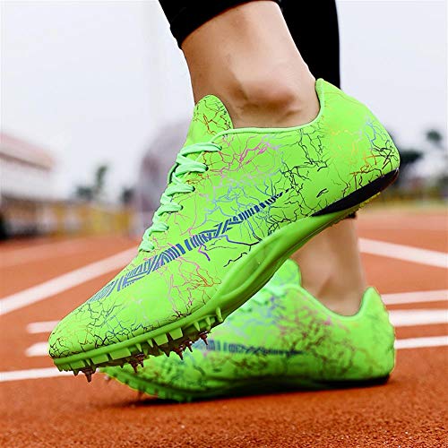 HMZ 35-45 Zapatos De La Pista Spikes Para Los Zapatos De Atletismo Hombres Mujeres Pico De Los Zapatos Corrientes De Las Zapatillas De Deporte Unisex De Campo Masculino Femenino,Verde,40