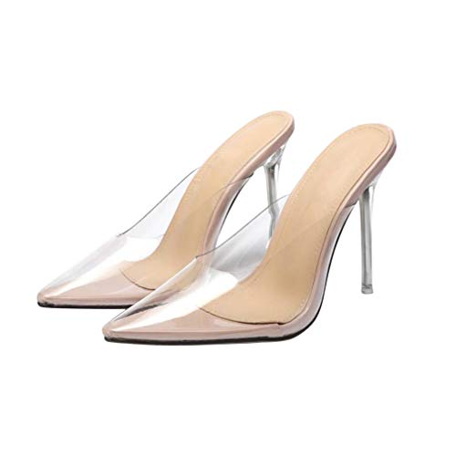 Holibanna Sandalias Transparentes de Tacón Alto para Mujer Tacón Fino Sandalias de Tacones Altos Talon Grueso Casual Zapatillas Zapatos Cómodo