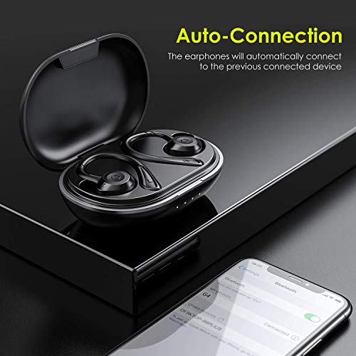 HolyHigh Auriculares Bluetooth, Auriculares Inalámbricos Deportivos V5.0 IPX7 Impermeable In-Ear Auricular con Cancelación de Ruido 6+30H Tiempo de Reprodución Sonido Estéreo con Microfono Incorporado