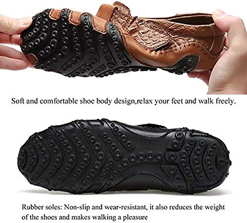 Hombre Mocasines Clásico Cuero Zapatos Verano Casual Elegante Transpirable Antideslizante Oficina Shoes marrón 44(Marrón,44 EU,27CM De talón a Dedo del pie
