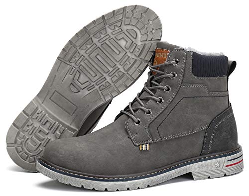 Hombre Mujer Botas de Nieve Invierno Aire Libre Zapatos Impermeable Antideslizante Calientes Botines Planas Gris 45 EU