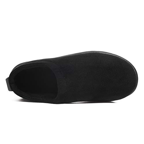 Hombre Mujer Pantuflas de Invierno Unisexo Zapatillas de Estar Cerradas Calienta Pantuflas Zapatos de Pareja Zapatos de Leopardo,Negro,40 EU