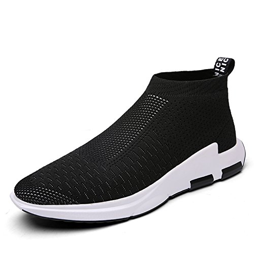 Hombre Mujer Zapatillas Deporte para Zapatillas de Ligeras Running Transpirables Cómodas Correr para Zapatos de Malla (Negro,45EU)