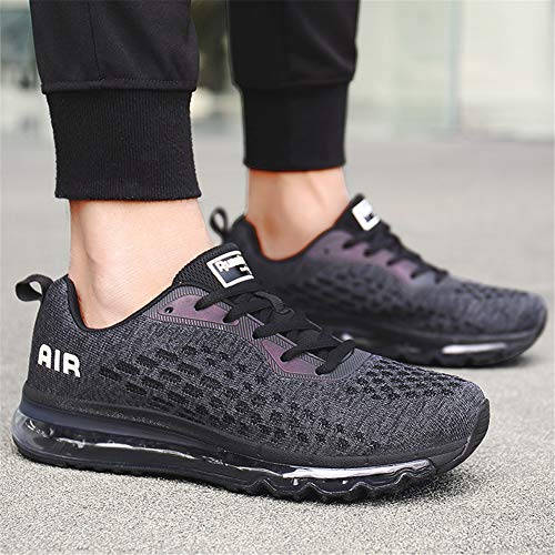 Hombre Mujer Zapatillas Deporte para Zapatillas de Ligeras Running Transpirables Cómodas Correr para Zapatos de Malla(8078-Negro,41EU)