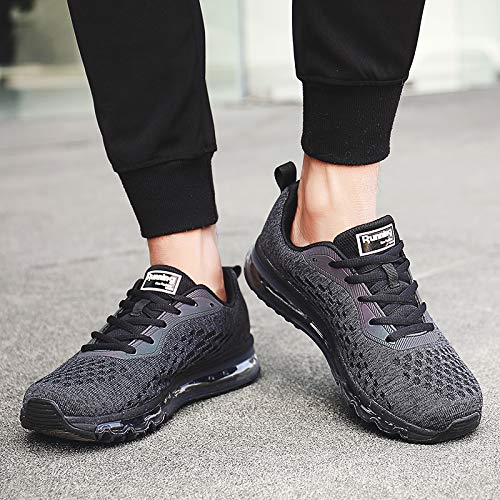 Hombre Mujer Zapatillas Deporte para Zapatillas de Ligeras Running Transpirables Cómodas Correr para Zapatos de Malla(8078-Negro,41EU)