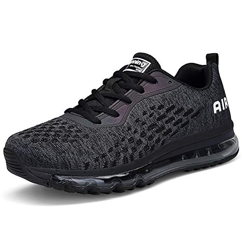 Hombre Mujer Zapatillas Deporte para Zapatillas de Ligeras Running Transpirables Cómodas Correr para Zapatos de Malla(8078-Negro,41EU)