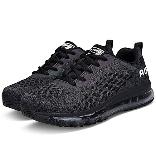 Hombre Mujer Zapatillas Deporte para Zapatillas de Ligeras Running Transpirables Cómodas Correr para Zapatos de Malla(8078-Negro,41EU)