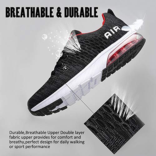 Hombre Mujer Zapatillas Deporte para Zapatillas de Ligeras Running Transpirables Cómodas Correr para Zapatos de Malla(8082-Negro/Blanco,41EU)