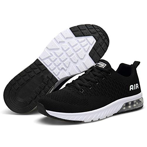 Hombre Mujer Zapatillas Deporte para Zapatillas de Ligeras Running Transpirables Cómodas Correr para Zapatos de Malla(8082-Negro/Blanco,41EU)