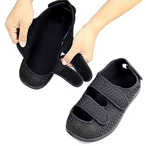 Hombre Sandalias Diabéticas Mujer Zapatillas Zapatos Diabeticos Antibacteriano Sanitized Ajustable Edema Zapatos hinchados Extra Ancha Zapatillas Adulto-Unisex,Negro,39 EU