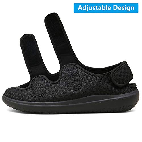 Hombre Sandalias Diabéticas Mujer Zapatillas Zapatos Diabeticos Antibacteriano Sanitized Ajustable Edema Zapatos hinchados Extra Ancha Zapatillas Adulto-Unisex,Negro,39 EU