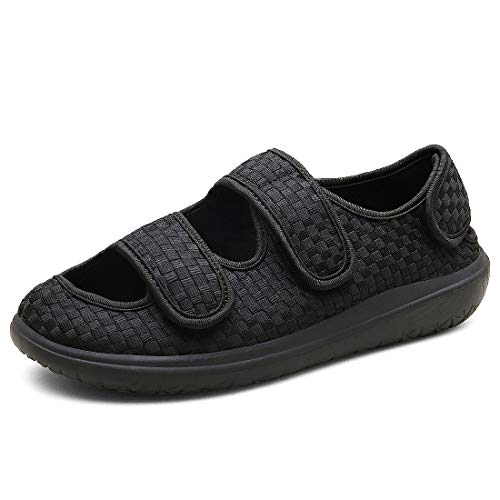 Hombre Sandalias Diabéticas Mujer Zapatillas Zapatos Diabeticos Antibacteriano Sanitized Ajustable Edema Zapatos hinchados Extra Ancha Zapatillas Adulto-Unisex,Negro,39 EU