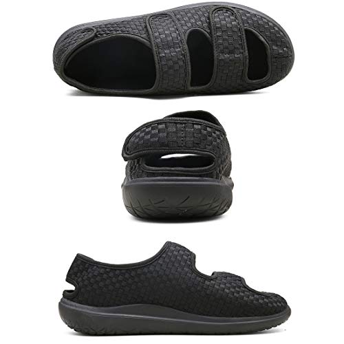 Hombre Sandalias Diabéticas Mujer Zapatillas Zapatos Diabeticos Antibacteriano Sanitized Ajustable Edema Zapatos hinchados Extra Ancha Zapatillas Adulto-Unisex,Negro,39 EU