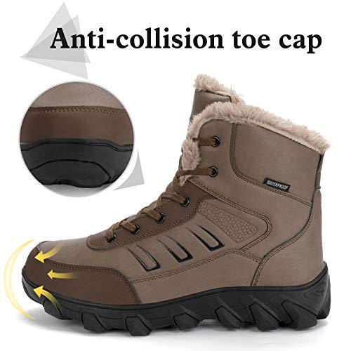 Hombres Botas de Senderismo Impermeable Invierno Zapatos de Trekking Deportivos Cámping Nieve Botines Negro Marrón Marrón 47
