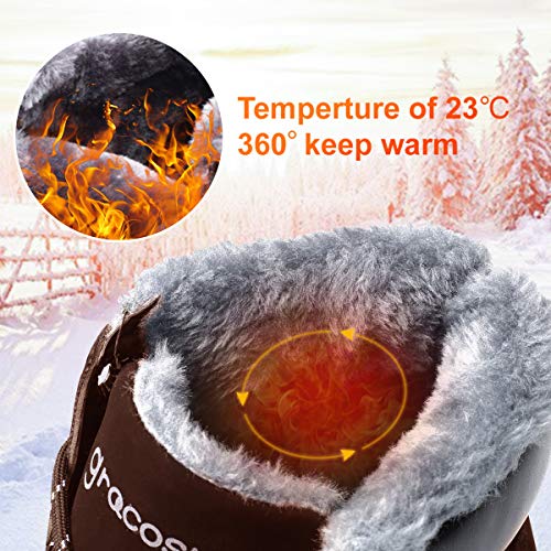 Hombres Zapatos de Nieve Invierno Botines, gracosy Calentar Botas De Nieve Anti-Deslizante Lazada Zapatos Botas de Trabajo Más Terciopelo Botines Botas con Pieles