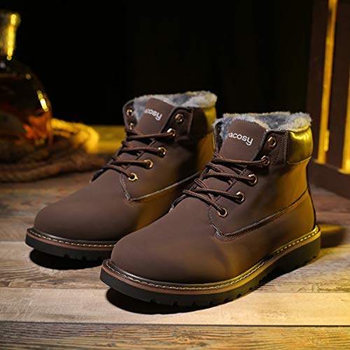 Hombres Zapatos de Nieve Invierno Botines, gracosy Calentar Botas De Nieve Anti-Deslizante Lazada Zapatos Botas de Trabajo Más Terciopelo Botines Botas con Pieles