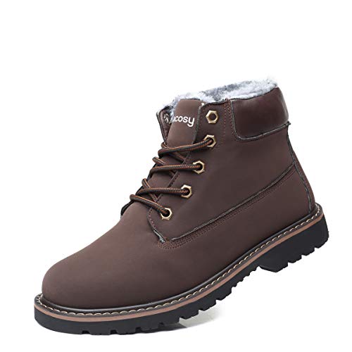Hombres Zapatos de Nieve Invierno Botines, gracosy Calentar Botas De Nieve Anti-Deslizante Lazada Zapatos Botas de Trabajo Más Terciopelo Botines Botas con Pieles
