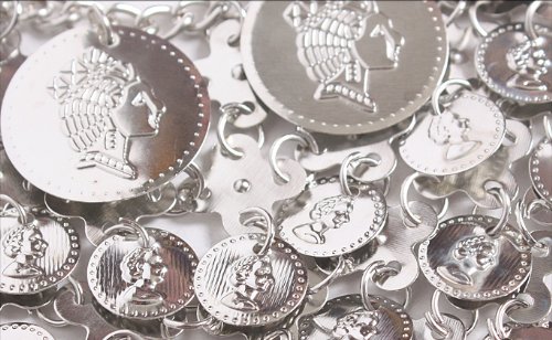 HOTER ® Juego de joyas para danza del vientre, collar y pendientes de moneda, precio/conjunto, plata
