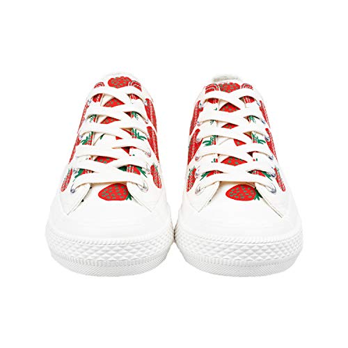 HotRoad Mujer Zapatillas Deportivas Casuales de Lona Canvas Corte Bajo para Verano Tenis Clásicas de Moda Sneakers Low Top, Fresa / 39 EU Women