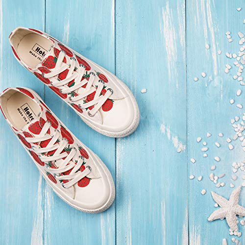 HotRoad Mujer Zapatillas Deportivas Casuales de Lona Canvas Corte Bajo para Verano Tenis Clásicas de Moda Sneakers Low Top, Fresa / 39 EU Women