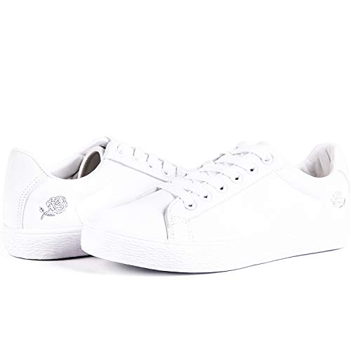 HotRoad Women Fashion Sneakers Zapatillas Blancas para Mujer Casual Deportiva para Caminar Liquidación Low Top Ladies Zapatillas Tenis, Rosa Bordado / 35 EU