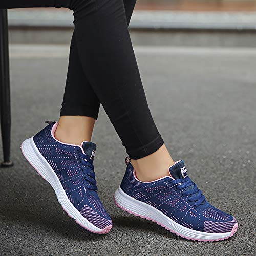 Hoylson Zapatillas de Deportivos para Mujer Running Zapatos Asfalto Ligeras Calzado Aire Libre Sneakers(Azul, EU 41)