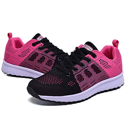 Hoylson Zapatillas de Deportivos para Mujer Running Zapatos Asfalto Ligeras Calzado Aire Libre Sneakers(Rojo, EU 39)