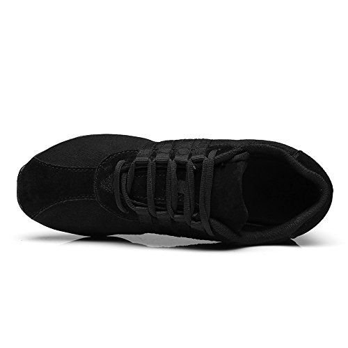 HROYL Mujer Zapatos de Jazz Zapatos de Baile Moderno Zapatos Deportivos Zapatillas de Baile Dance Sneakers el Negro Modelo T01A 35 EU