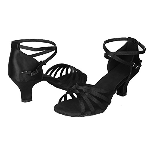 HROYL Zapatos de Baile Latino Mujer Salsa Tango Bachata Vals Zapatos de Baile de Salon,213-Negro-5,EU 37.5
