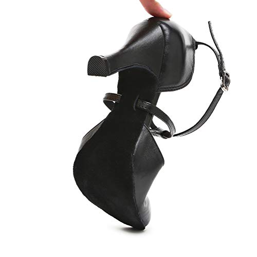 HROYL Zapatos de Tango Mujer Cerrados Baile de Salon Standard Zapatos Baile Latino Suela Cuero,YCL272-Negro-7.5,EU35