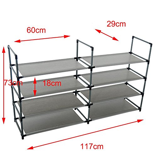 HS-Lighting 8 Niveles Zapatero Zapatero Estante para Zapatos Zapatero para hasta 24 Pares de Zapatos. Medidas: 117 x 29 x 73 cm Gris
