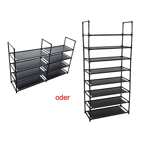 HS-Lighting 8 Niveles Zapatero Zapatero Estante para Zapatos Zapatero para hasta 24 Pares de Zapatos. Medidas: 117 x 29 x 73 cm Negro