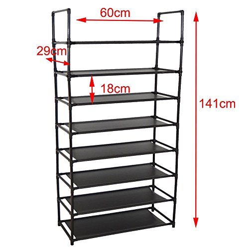 HS-Lighting 8 Niveles Zapatero Zapatero Estante para Zapatos Zapatero para hasta 24 Pares de Zapatos. Medidas: 117 x 29 x 73 cm Negro