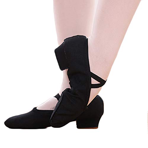 Huicai Lona Suave para Mujer Ballet de Jazz Latino práctica de Zapatos de tacón bajo
