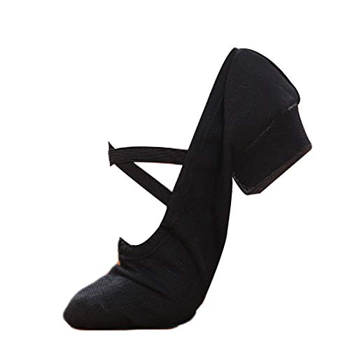 Huicai Lona Suave para Mujer Ballet de Jazz Latino práctica de Zapatos de tacón bajo