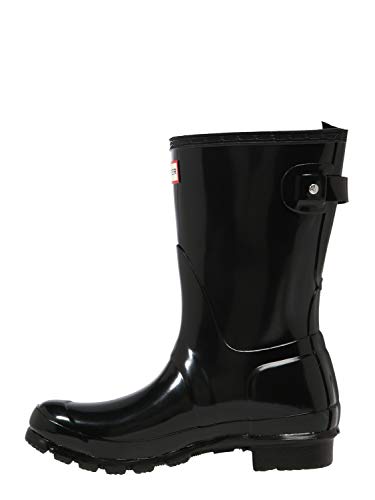 Hunter Women's Original Back Adjustable Short Gloss Rain Boots Black 5 M US
