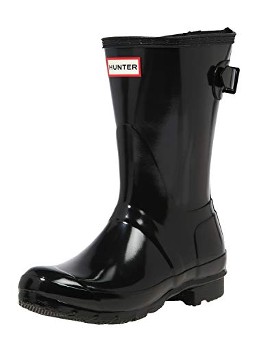 Hunter Women's Original Back Adjustable Short Gloss Rain Boots Black 5 M US