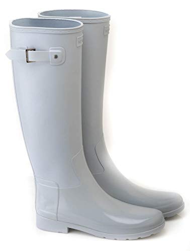 Hunter Womens Refined Tall Gloss Duo Rain Boots (9) Stormy Grey